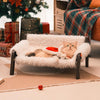 MEWOOFUN Raised Cat Bed For Indoor Cats - Elevated Plush Pet Sofa With Non-Slip Bottom, Supports 44 Lbs, Washable Small Dog Bed For Kittens & Puppies Beige Brown - Pawsome Gadgets – Smart Accessories for Pets